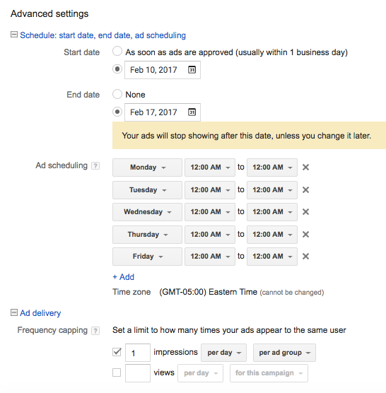 Cómo configurar una campaña de video de YouTube: establece un calendario y otros datos