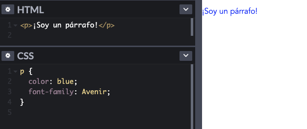 Cómo se escribe un selector dentro de una regla CSS