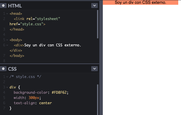 Cómo agregar CSS al código HTML con un CSS externo