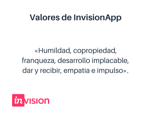 Ejemplos de valores empresariales: InvisionApp